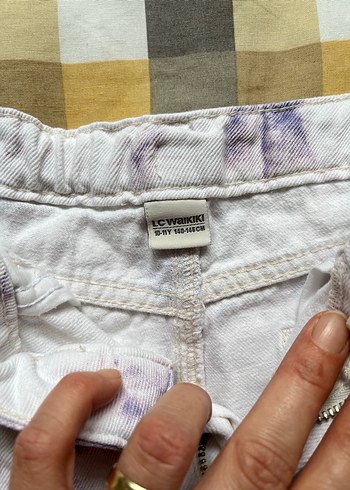 Düğmeli Bağlama Desenli Kız çocuk Mini Kot Şort - Görsel 2