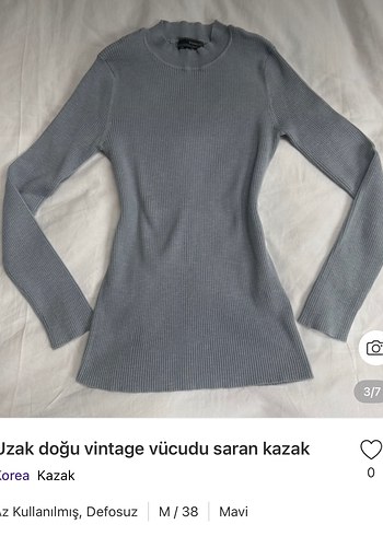 Soluk Mavi bele oturan vücudu saran kazak - Görsel 2