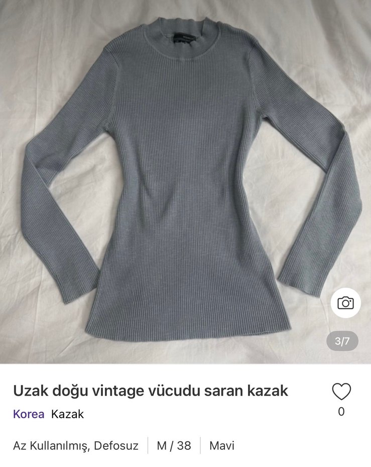 Soluk Mavi bele oturan vücudu saran kazak - Görsel 2