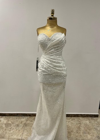 İnci Detaylı Straplez Denizkızı Gelinlik - Görsel 3