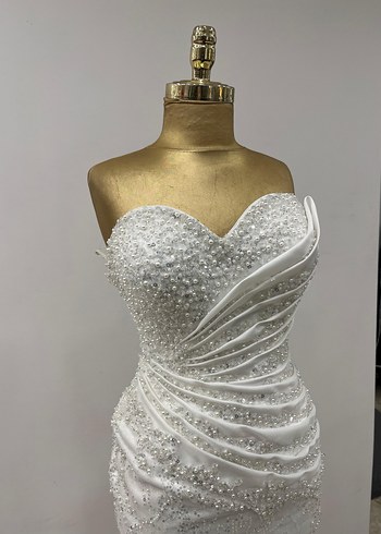 İnci Detaylı Straplez Denizkızı Gelinlik - Görsel 2