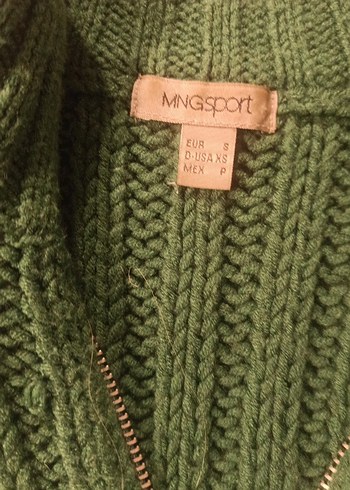 Yeşil Fermuarlı Örgü Kadın Süveter - Görsel 3