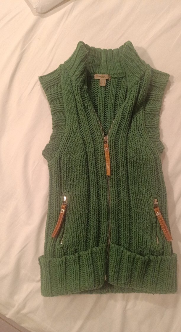 Yeşil Fermuarlı Örgü Kadın Süveter - Görsel 4