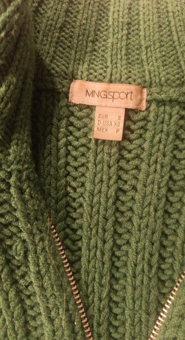 Yeşil Fermuarlı Örgü Kadın Süveter - Görsel 3