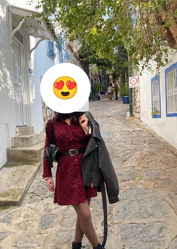 Bordo Leopar Desenli Kuşaklı Hamile Elbisesi - Görsel 2