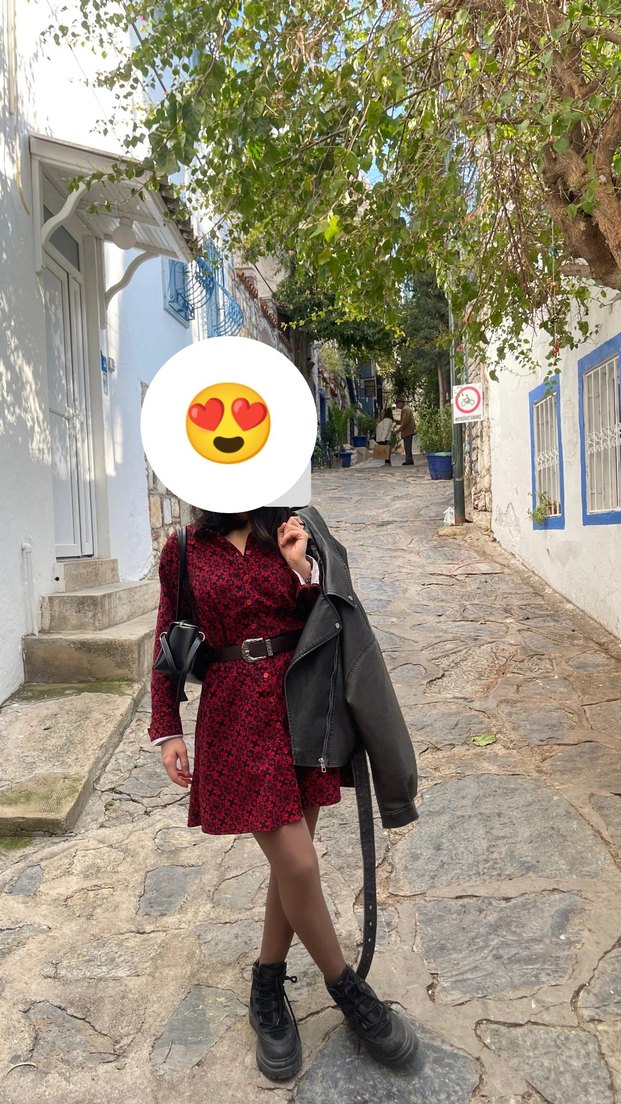 Bordo Leopar Desenli Kuşaklı Hamile Elbisesi - Görsel 2