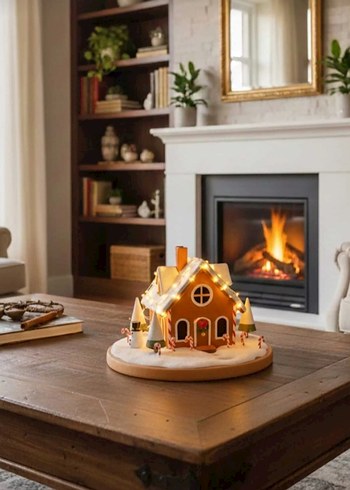 Işıklı Kar Evi - Kış Konseptli Dekoratif Biblo ve Gece Lambası - Görsel 2