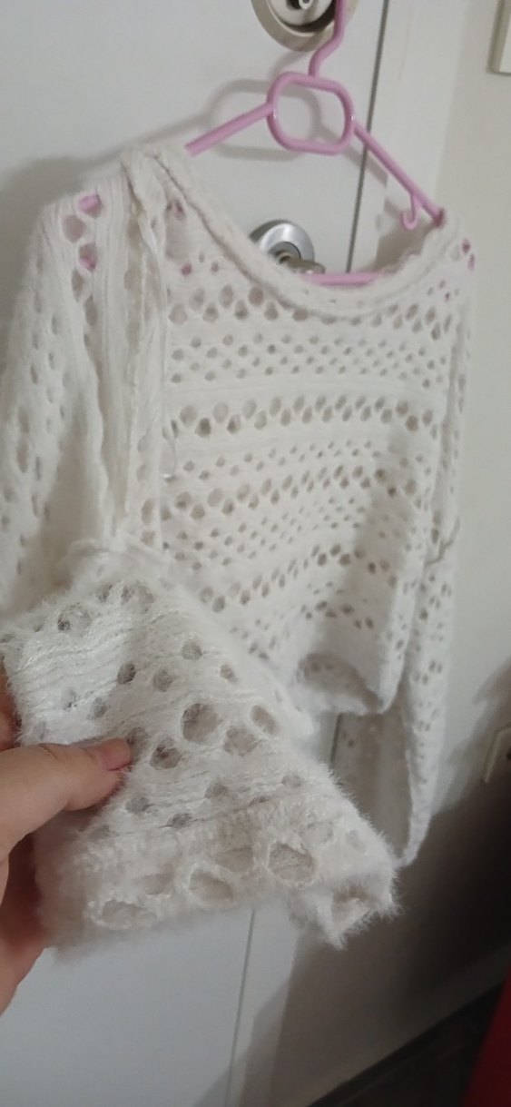 Beyaz Örgü Bohem Kadın Kazak - Görsel 2