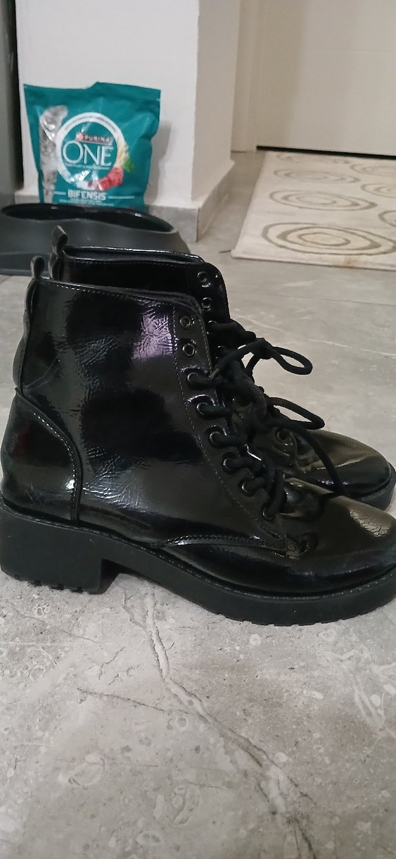 Siyah Rugan Gotik Stiletto Topuklu Bot - Görsel 4