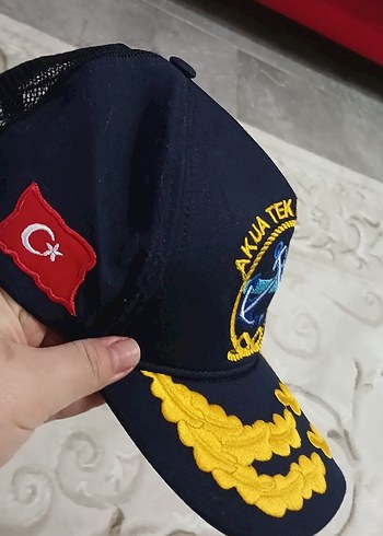 Lacivert Nakışlı Biker Şapka - Görsel 2