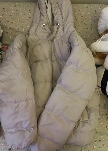 Gri Kapüşonlu Puff Mont - Görsel 3