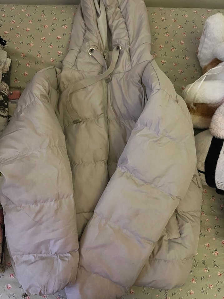 Gri Kapüşonlu Puff Mont - Görsel 3