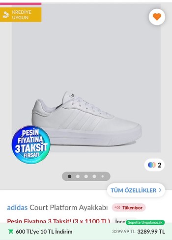 Adidas Court Platform Beyaz Kadın Spor Ayakkabı