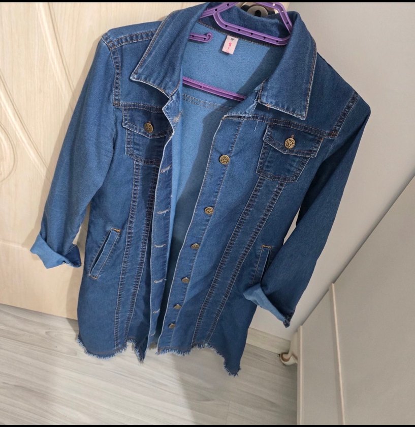 Düğmeli Mavi Denim Kadın Ceket - Görsel 3