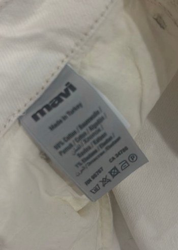 Beyaz Kadın Pamuk Kumaş Pantolon - Görsel 2