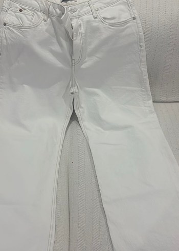 Beyaz Kadın Pamuk Kumaş Pantolon - Görsel 5