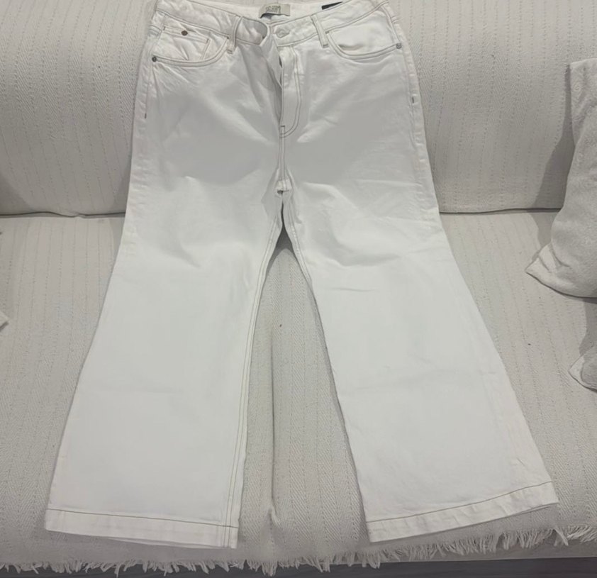 Beyaz Kadın Pamuk Kumaş Pantolon - Görsel 4