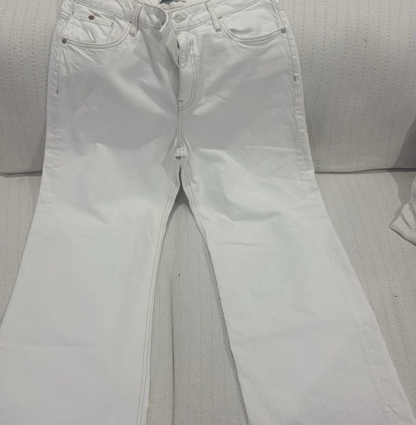 Beyaz Kadın Pamuk Kumaş Pantolon - Görsel 5