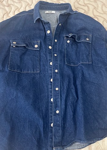 Kadın Lacivert Düğmeli Denim Ceket - Görsel 2