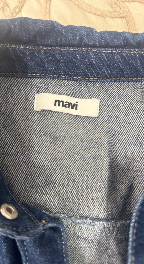 Kadın Lacivert Düğmeli Denim Ceket - Görsel 3