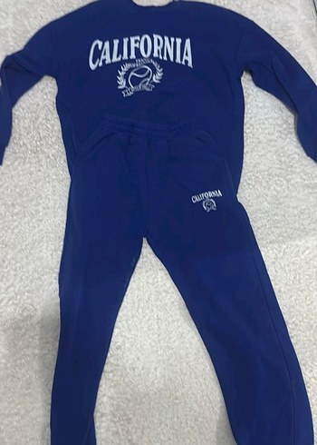 Kızlar İçin Mavi Kalın Sweatshirt ve Eşofman Takımı - Görsel 3