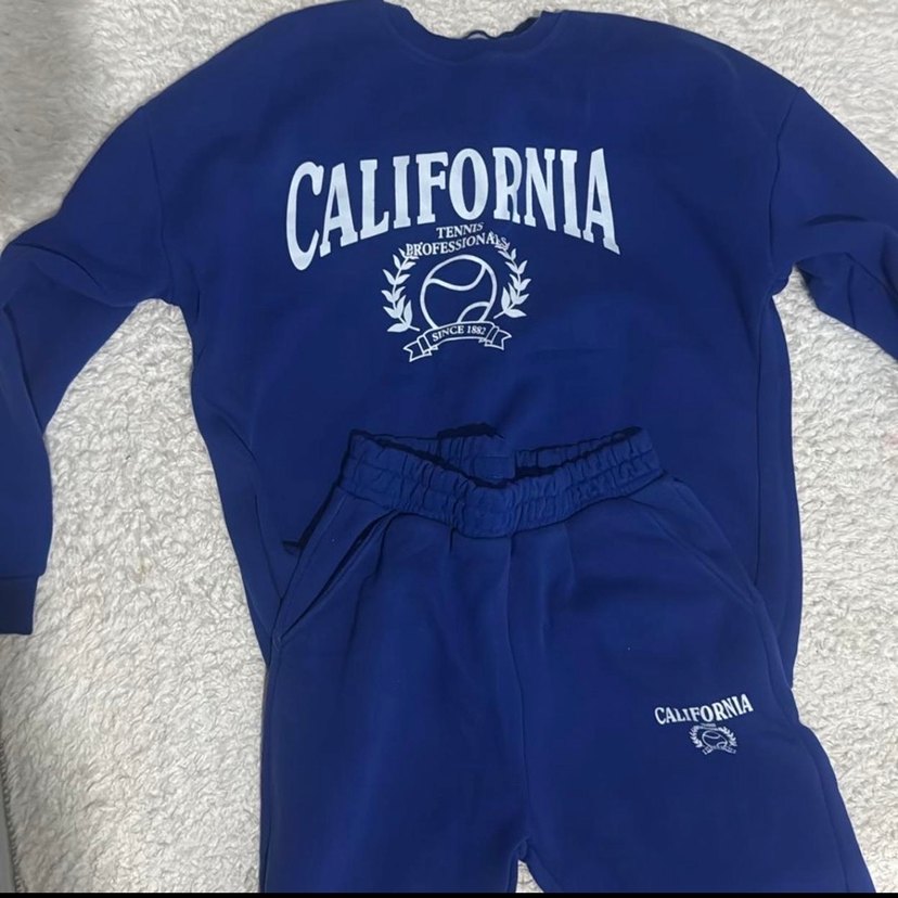 Kızlar İçin Mavi Kalın Sweatshirt ve Eşofman Takımı - Görsel 2