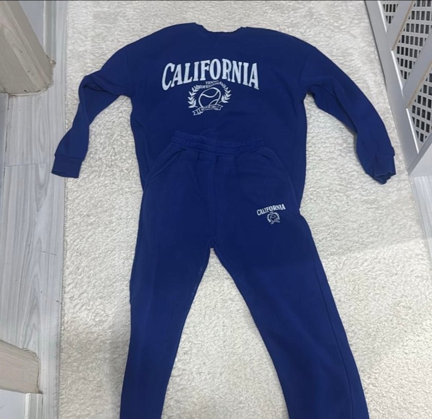 Kızlar İçin Mavi Kalın Sweatshirt ve Eşofman Takımı - Görsel 4