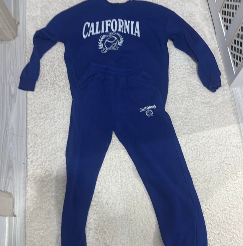 Kızlar İçin Mavi Kalın Sweatshirt ve Eşofman Takımı - Görsel 3