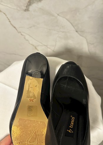 Siyah Yılan Desenli Pliseli Stiletto - Görsel 4