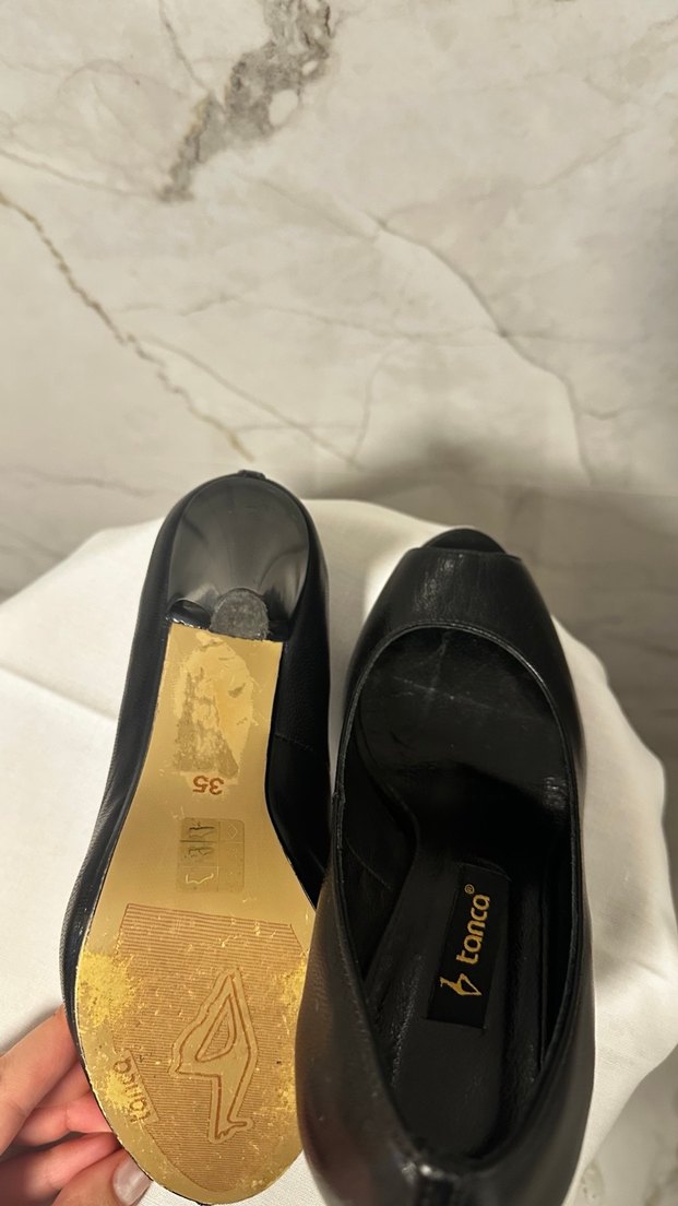 Siyah Yılan Desenli Pliseli Stiletto - Görsel 4