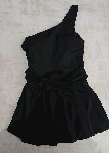 Siyah Tek Omuz Kaplı Etek Mayo(Göğüs Pedi Bulunur) - Görsel 2