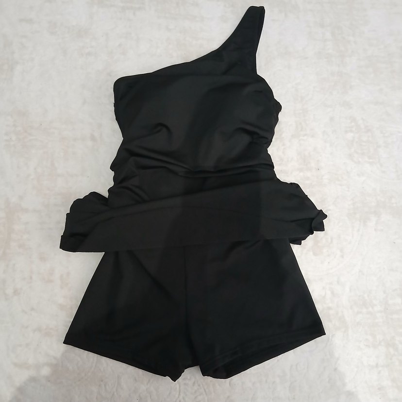 Siyah Tek Omuz Kaplı Etek Mayo(Göğüs Pedi Bulunur) - Görsel 4