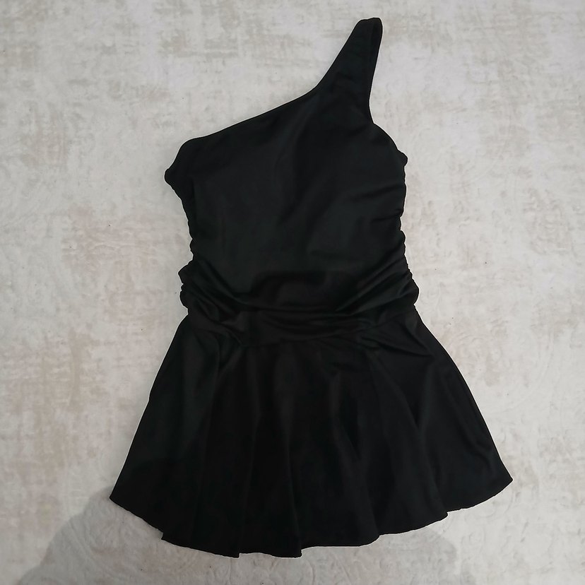 Siyah Tek Omuz Kaplı Etek Mayo(Göğüs Pedi Bulunur) - Görsel 2