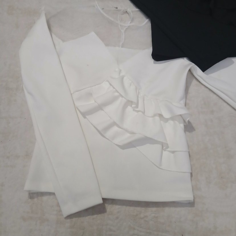 Uzun Kollu Fırfırlı Mini Bluz (ikili) - Görsel 4