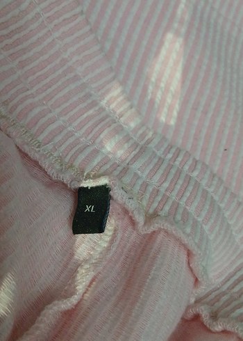 Pembe Beyaz Çizgili Kadın Keten Pantolon - Görsel 3