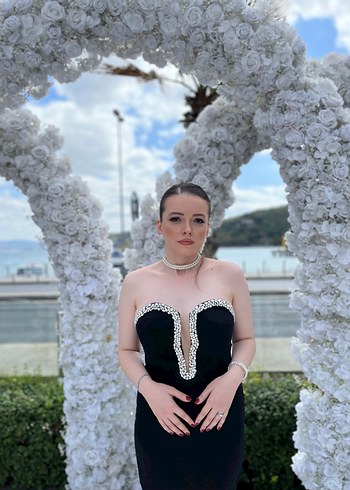 Siyah Straplez Uzun Abiye Elbise - Görsel 3