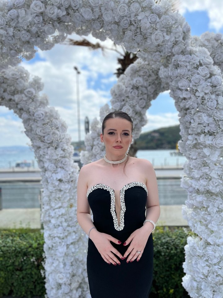 Siyah Straplez Uzun Abiye Elbise - Görsel 3