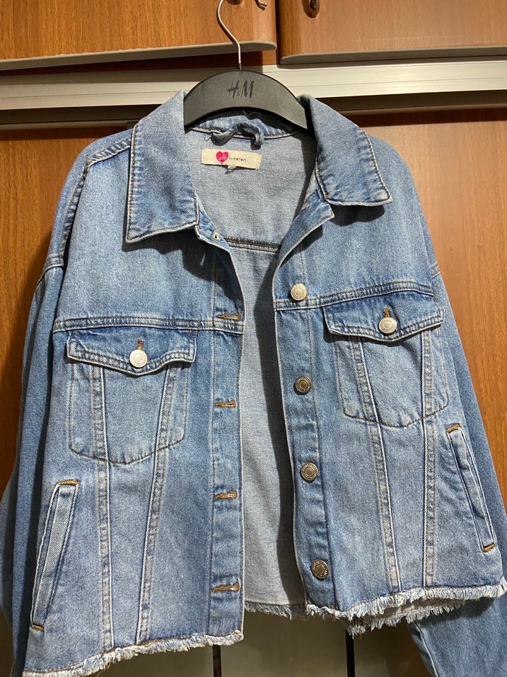 Düğmeli Mavi Denim Ceket - Görsel 2