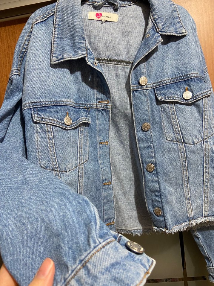 Düğmeli Mavi Denim Ceket - Görsel 4