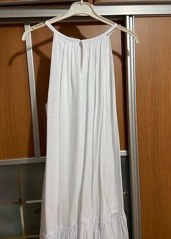 Beyaz Kolsuz Midi Bohem Elbise - Görsel 2