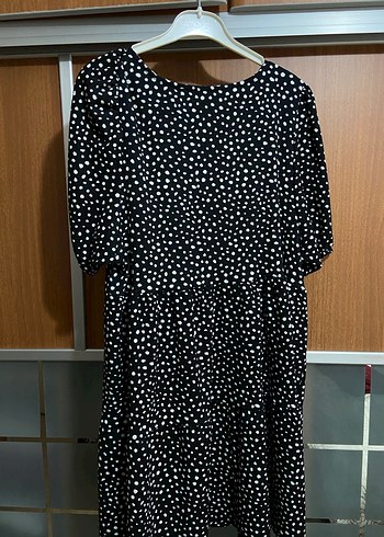 Siyah Puantiyeli Uzun Salaş Elbise - Görsel 3