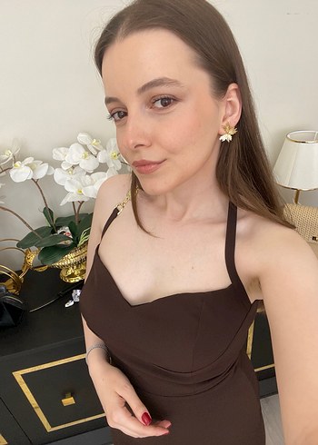 Kahverengi Kalem Elbise - Görsel 2