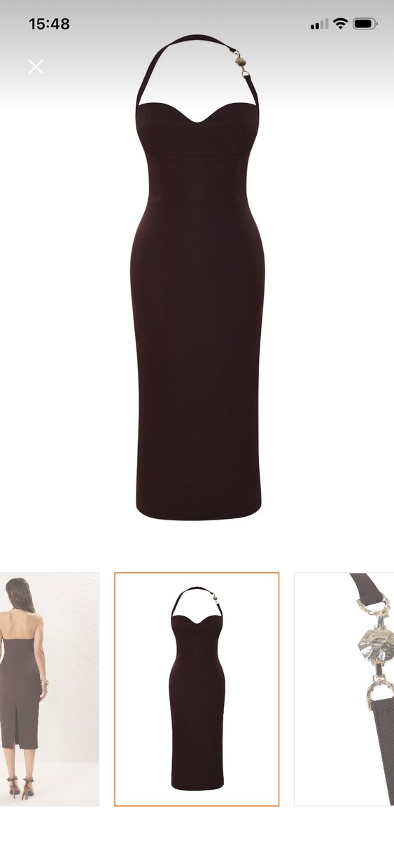 Kahverengi  Kalem Elbise - Görsel 3