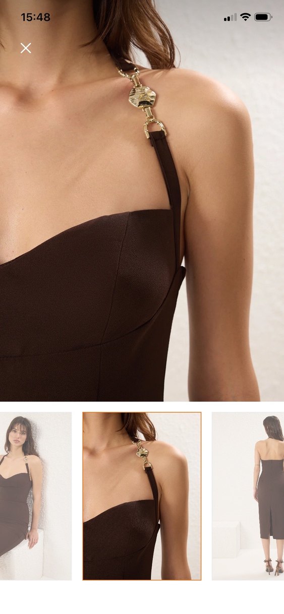 Kahverengi  Kalem Elbise - Görsel 5