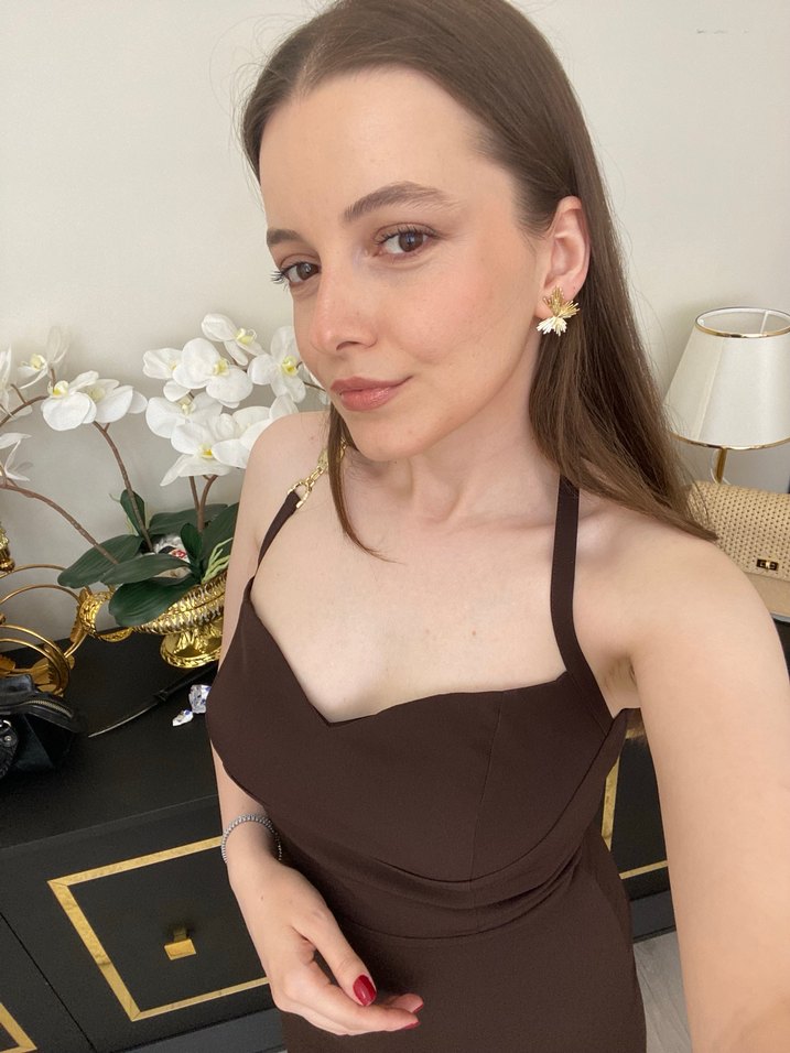 Kahverengi  Kalem Elbise - Görsel 2