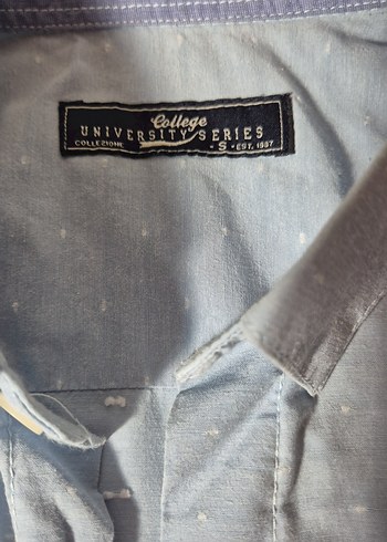 mavi pamuklu Erkek Gömlek Uzun Kollu - Görsel 3