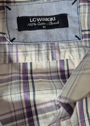 Erkek mor çizgili düğmeli Uzun Kollu Gömlek - Görsel 2