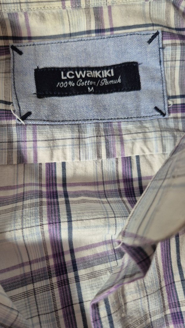 Erkek mor çizgili düğmeli Uzun Kollu Gömlek - Görsel 2