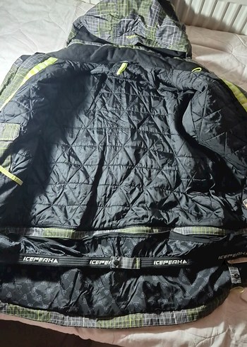 yeşil kareli Erkek Kayak Montu, Fermuarlı, Rahat Kesim - Görsel 4