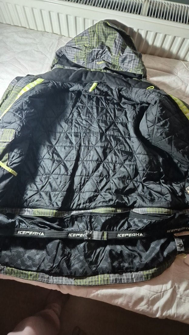 yeşil kareli Erkek Kayak Montu, Fermuarlı, Rahat Kesim - Görsel 4